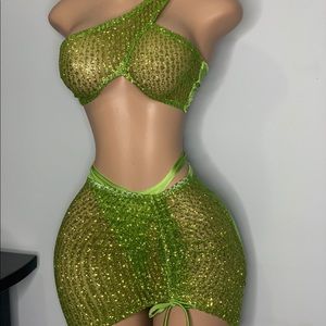 SPARKLY Green two piece set
